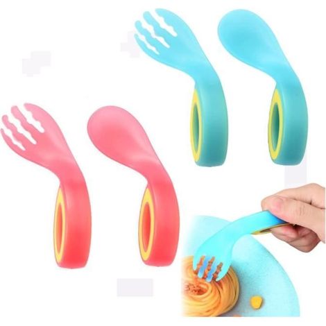 Cuillères Bébé Silicone,4pcs Couverts Ergonomiques Bébé,Cuillère pour Bébé,couvert bebe,cuillere bebe apprentissage (1/4)