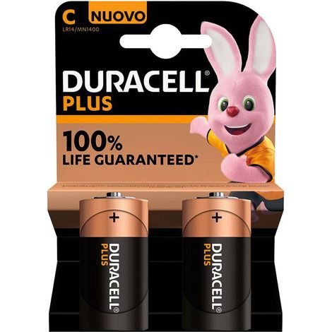 Batteria Duracell 1,5V C Mezzatorcia Plus Power Alcalina confezione da 2 pile