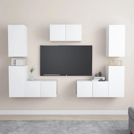 7-tlg. TV-Schrank-Set Weiß Holzwerkstoff