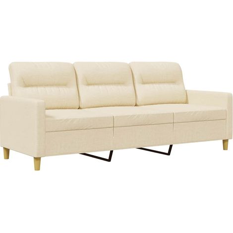 Sofá de 3 plazas de tela crema 180 cm vidaXL (1/5)