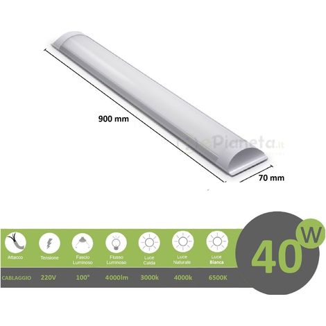 Plafoniera led 40w 3T 90 cm lineare barra luminosa sottopensile luce bianca fredda naturale Naturale (1/5)