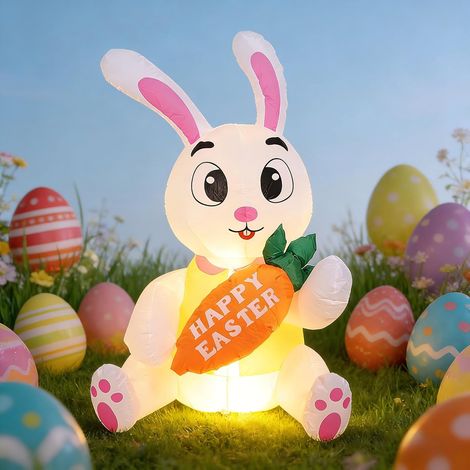 Decoración luminosa de Pascua: Conejito inflable con forma de zanahoria para fiestas en interiores. (1/5)