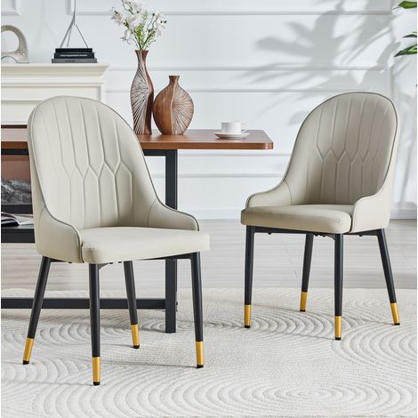 Chaises salle manger lot de 2 PU gris chaud OKMYHOME (1/5)