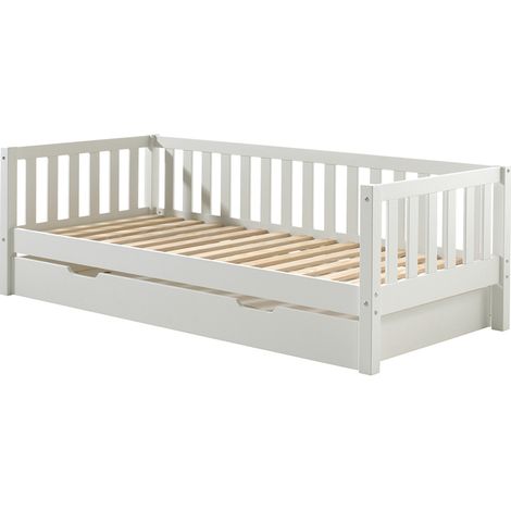 Lit banquette 90x200 sommier et tiroir de lit inclus Vipack Fritz - Blanc (1/5)