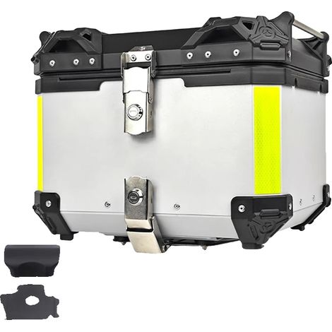 Baúl para motocicleta, impermeable, con cerradura antirrobo, color plata. (1/2)