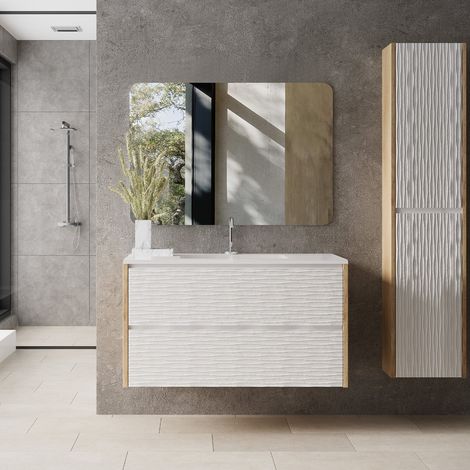 VALMAN DUNE Conjunto Mueble de Baño Completo 2 Cajones Blanco Mate - Medida: 70 cm - ref: 2DUX2C70PEBA