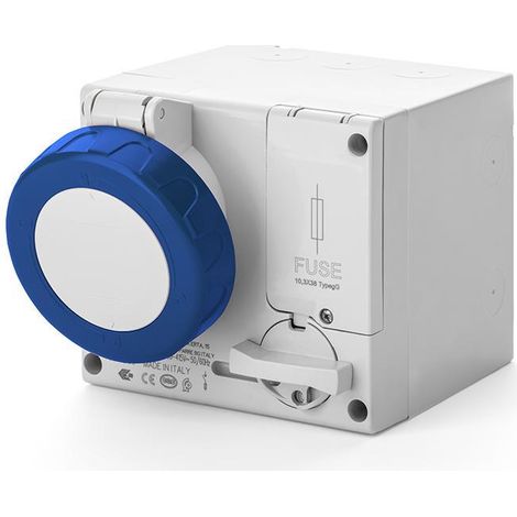 Presa interbloccata a parete 16a 2p+t 200-250v 6h ip66 ip67 136x125 mm con interblocco meccanico scame omnia 506.1683