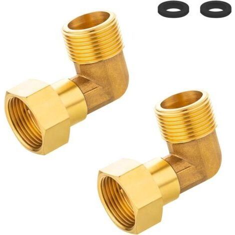 Coudes à 90° en laiton pour tuyau - 2 pièces - DN20 3/4 pouce - Joints silicone intégrés - Installation eau chaude & chauffage - Haute résistance (1/5)