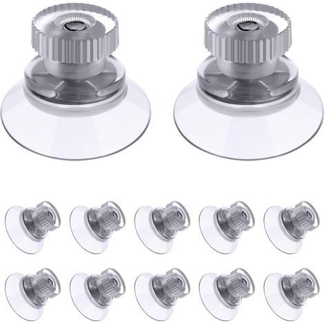 12 ventose in plastica trasparente, da 25 mm, per finestre, specchi, pareti, porte e altre superfici lisce. (1/4)