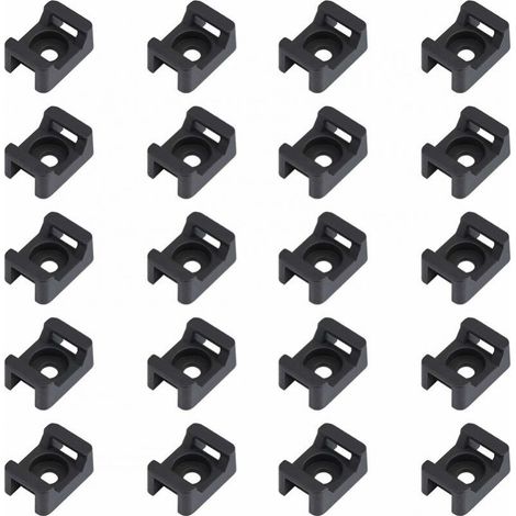 150PCS Attache de câble noir supports 23mmx16mm de type selle support de base de câble (1/4)