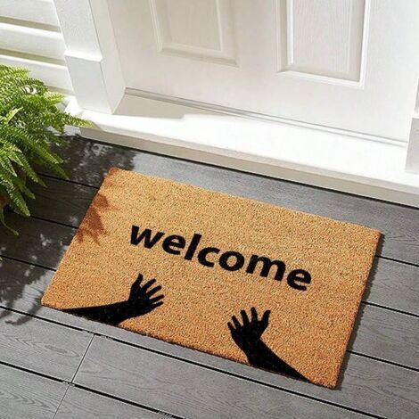 Tapis de porte festif, tapis d'entrée, tapis antidérapant, grattoir à boue et saletés - 40 x 60 cm - Welcome-D