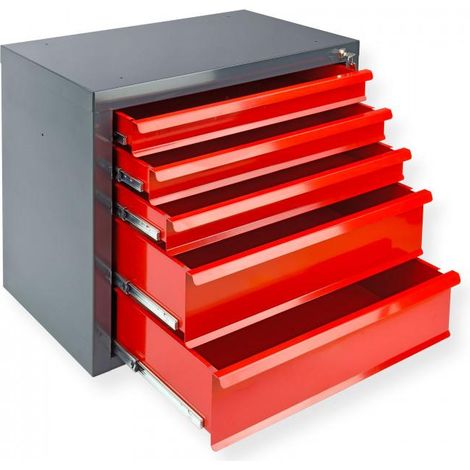 Armoire servante Mammut 5 tiroirs - Rouge/Anthracite