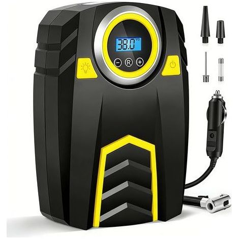 Compresseur d'Air Portable 12V pour Voiture, Pompe à Pneus Numérique avec Écran LED et 4 Adaptateurs, 150 PSI, pour Camion, Moto, Vélo et Ballons (1/5)
