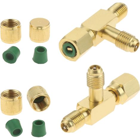 conectores en T de conexión rápida Adaptador en T para válvulas de 1/4" con conector giratorio, repuesto para manómetro y colector de bomba de vacío profundo