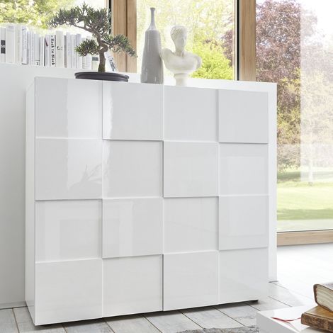 Buffet haut design laqué blanc 2 portes MADO (1/5)