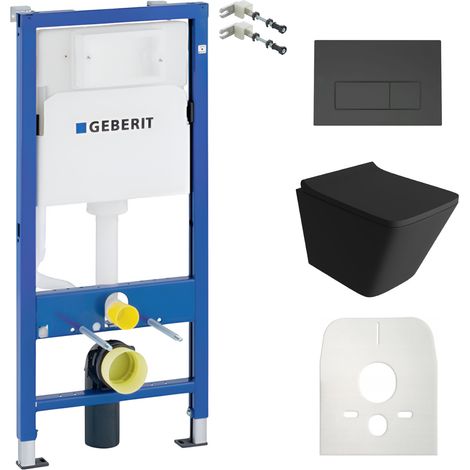 GEBERIT WC Set mit Vorwandelement, Wand-WC und Spülknopf (1/5)