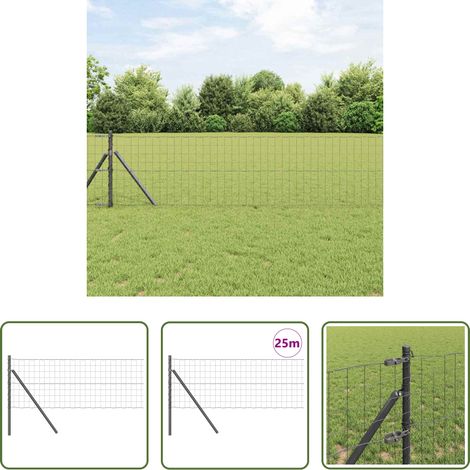 Terrassenzaun - Zaun mit Pfosten Grau 0,4 x 25 m Stahl und PVC (1/5)