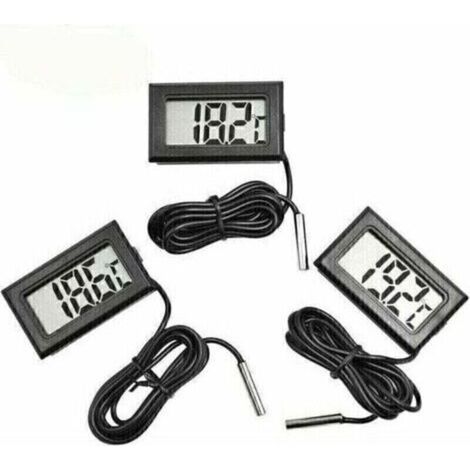 Mini Digital LCD Thermomètre Température avec Sonde de Température Capteur Testeur pour Réfrigérateur Congélateurs Aquarium (3X Noir) (1/4)