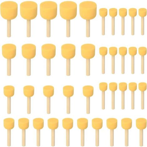 40 Pièces Pinceau en Mousse, Pinceaux Éponge Peinture avec Manche Bois, pour Peinture Art Artisanat Poterie Graffiti - 4 Tailles (1/5)