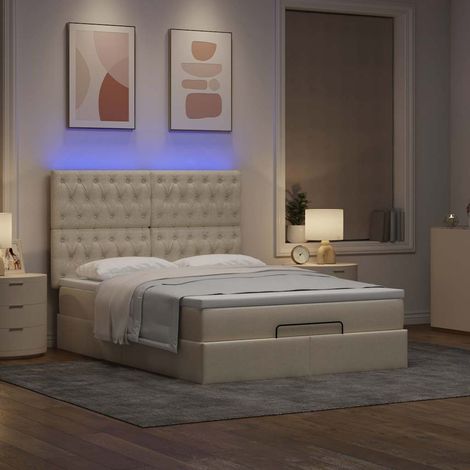 Maison Exclusive - Struttura Letto Pouf con Materasso Crema 140x190 cm in Tessuto