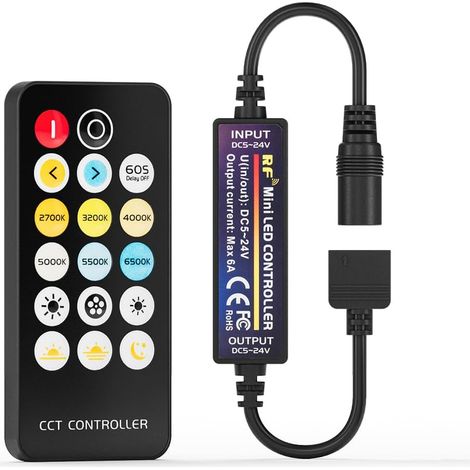 Mini télécommande RF CCT Dimmer Réglable pour bande LED CCT 17 boutons (1/5)