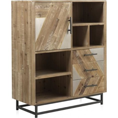 Buffet, bahut en bois de sapin coloris naturel - Longueur 100 x Hauteur 117 x Largeur 43 cm -JUANIO (1/3)