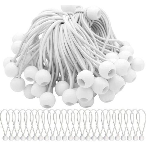Lot de 50 Tendeur Elastique Cordons Élastiques avec Boules Sandow Elastique Boules Elastiques pour chapiteaux, tentes, bannières et bâches (1/5)