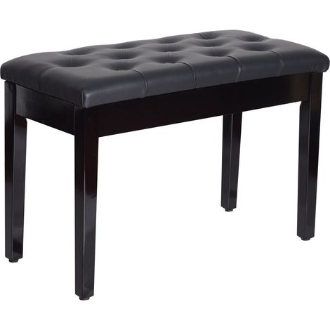 Klavierhocker Klavierbank Traditionellen Landhausstil Kosmetischer Hocker Stauraum Gummiholz Kunstleder Schwarz 76 X 36 X 50 Cm (1/5)