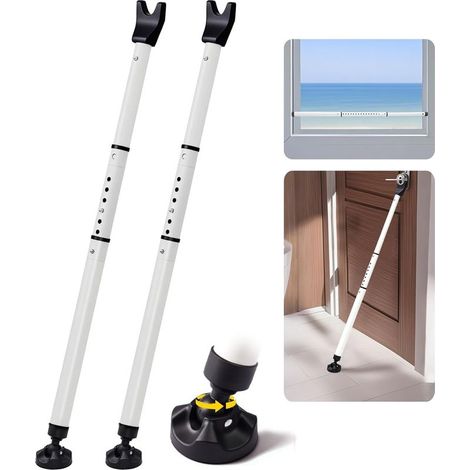 Barre de Sécurité pour Portes Coulissantes, Bloque-Porte de Sécurité Réglable pour Maison & Voyage, Securite Porte d'entrée avec Base Anti-Dérapante, Protection Anti-effraction (58-120cm-2PACK) (1/2)