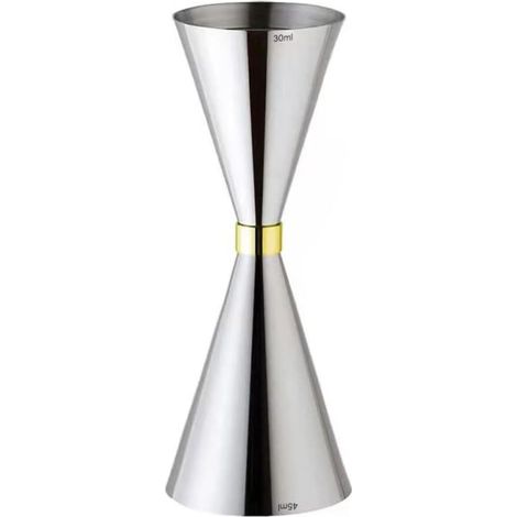 Doseur Cocktail,Spirit Measure en Acier Inoxydable,Tasse à Mesurer Professionnelle pour Barman,Double Jigger avec Marque,Argent(30/45ml) (1/5)