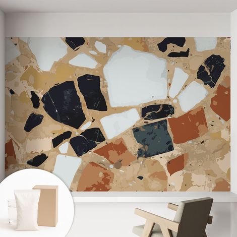 Papier peint intissé avec imprimé pour intérieur moderne application facile a motif - Colle incluse gratuite Pierres rustiques 152x104 cm (1/5)