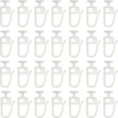 50 weiße Kunststoff-Gardinenhaken, 25 mm lang, für Innenschienen, ideal für Türen, Fenster und Duschvorhänge