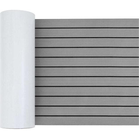 Tapis marin rayé, gris clair et noir, 240 x 60 cm, matériau EVA.