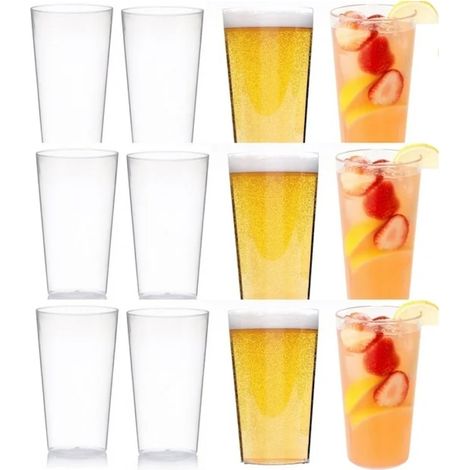 Juego de 12 vasos de plástico de 266 ml, apilables, irrompibles, libres de BPA, para uso en interiores y exteriores. (1/5)