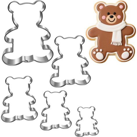 Ausstechformen Edelstahl 5er Set Spülmaschinenfest Plätzchen Bären (1/5)