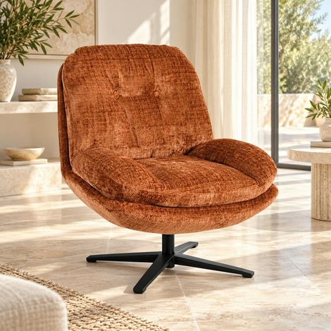 Fauteuil confort pivotant tissu doux terracotta IENA (1/5)