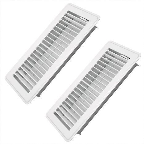 Grilles de ventilation de sol en métal 4 x 10 pouces (lot de 2) - Grilles de ventilation praticables pour sols résidentiels - Couvercles de grilles d'aération (1/5)