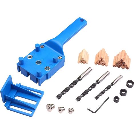 Lot de 41 gabarits de chevilles pour le travail du bois, gabarit de cheville rapide pour perçage de 6/8/10 mm, perforateur droit pour menuiserie, goujons, guide de perçage en métal (1/5)
