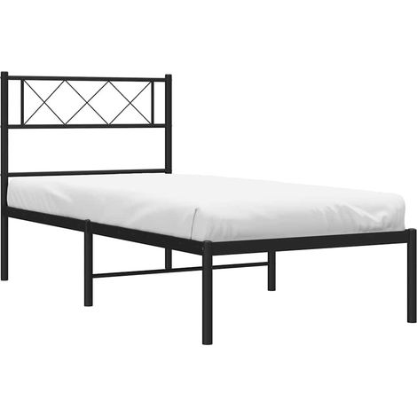 Estructura cama sin colchón con cabecero metal negro 100x200 cm vidaXL (1/5)