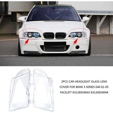 Couverture de Phare de Voiture, Couvercle en Verre Transparent de Phare de Voiture pour 3 séries E46 01-05 Facelift 63126924043, 63126924044