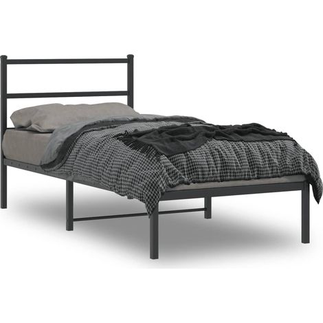 vidaXL Cadre de lit métal sans matelas avec tête de lit noir 90x190 cm (1/5)