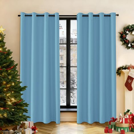 Lot De 2 Rideau, 140x160cm, Occultant Polyester, Thermique Isolant, Imperméable Extérieur, Salon Chambre (1/5)
