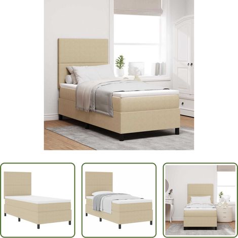 Holzrahmen - Boxspringbett Hellgrau und Weiß 80 x 200 cm Cordstoff (1/5)