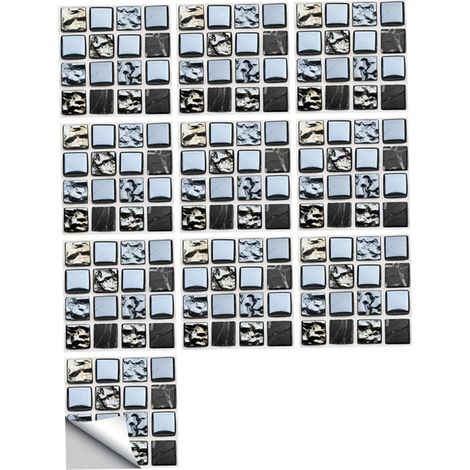 10 Pièces Autocollants Imperméables Carreaux Lot de Décoration Salle de Bain Cuisine Autocollants Adhésifs Diy pour Mur Sol,15×15cm (1/5)