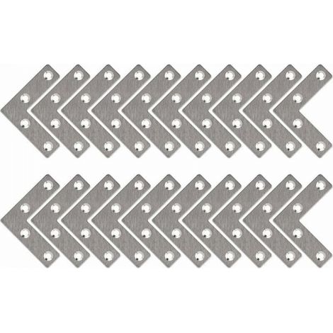 Équerres métalliques droites en L pour réparation de meubles en bois, dimensions 50 x 50 mm, lot de 20 pièces solides (1/4)