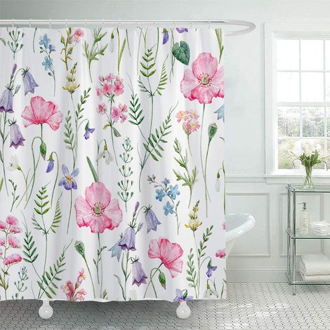 180 x 180 cm Duschvorhang mit grünem Blumenmuster, wasserdichter bedruckter Duschvorhang, inklusive 12 Haken, Badezimmeraccessoire.