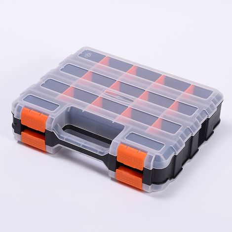 Rangement Visserie Double Face, Boîte Plastique modulable - Couvercle transparent, séparateurs amovibles, stockage vis, boulons et accessoires d’outils (1/5)