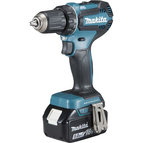 Makita – Perceuse-visseuse 18V DDF485RTJ avec 2 batteries 5.0Ah – Moteur Brushless – Couple 62Nm pour perçage acier – Coffret Mak-Pac