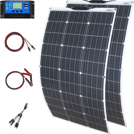 Flexible 200W Panneau Solaire Kit Avec Régulateur charge 20A pour Caravanes Yachts (1/5)
