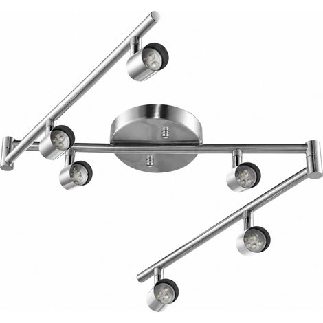 Plafonnier spot LED orientable 6 têtes chrome avec coupelles LED lumière blanche 6 led réf 5640 1 kg – Livraison gratuite